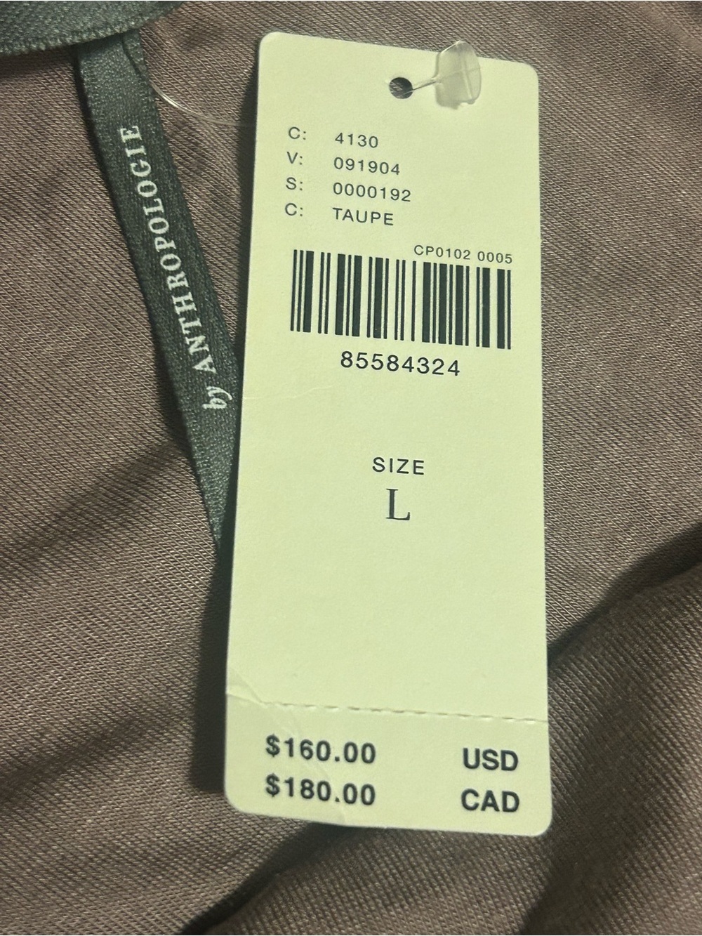 NWT Anthropologie Asymmetrical Slim Midi Dress – Mauve/ Taupe, Size L - Picture 7 of 8
